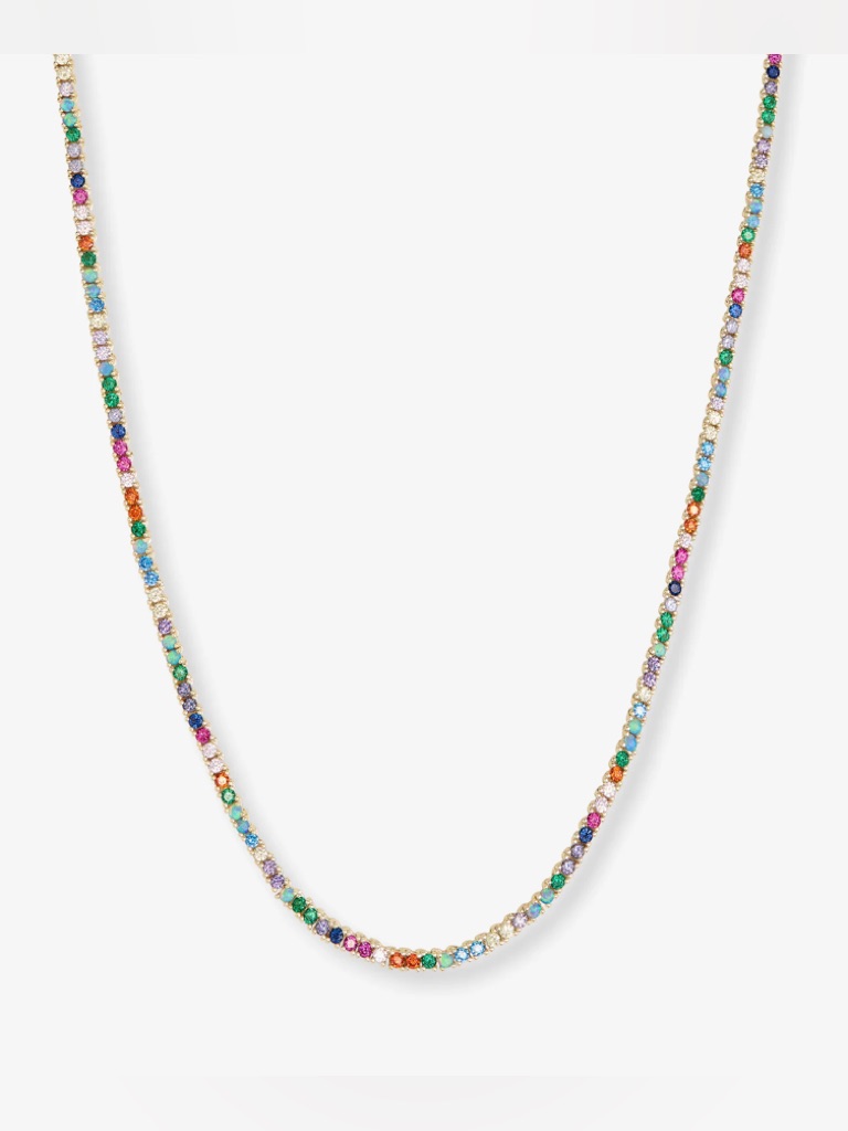 New Melinda Maria Gold Multi-Color Tennis Necklace